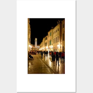 The Dubrovnik Stradun at Night Posters and Art